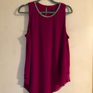 S. Levine purple, jeweled collar, sleeveless top